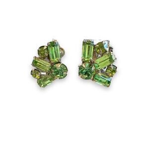 Kramer Baguette Rhinestone Vintage Screwback Earrings